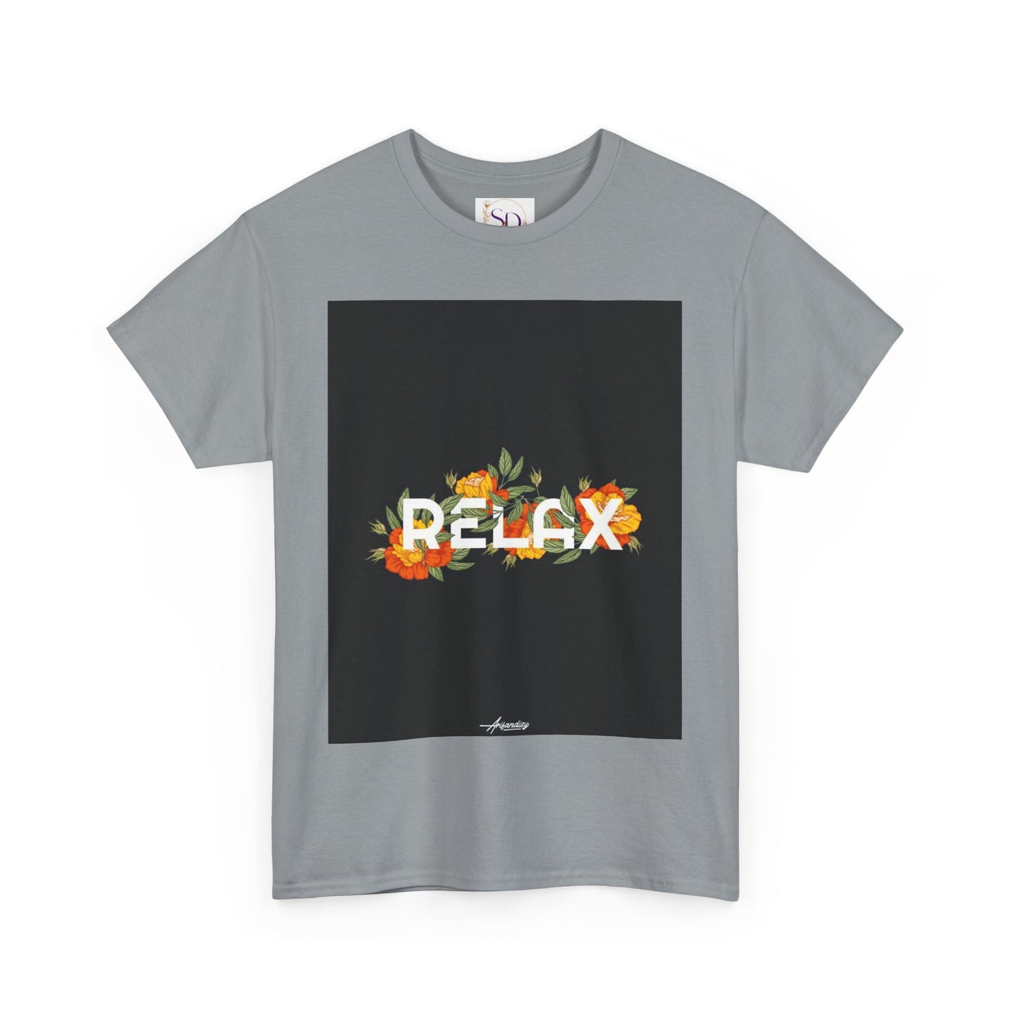 Relax Floral Unisex Heavy Cotton Tee, Casual Wear, Gift for Her, Comfortable T-Shirt, Summer Style, Relaxation Tee, Birthday Gift