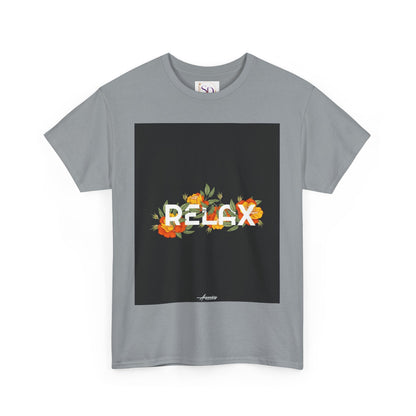 Relax Floral Unisex Heavy Cotton Tee, Casual Wear, Gift for Her, Comfortable T-Shirt, Summer Style, Relaxation Tee, Birthday Gift