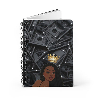 Chic Crowned Beauty Spiral Bound Journal, Empowerment Journal, Gift for Her, Stylish Notebook, Self-Care Planner, Inspiring Writing Journal
