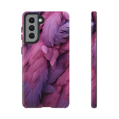 "Rebranding Into A New Badder Bitch" Pink/Purple Feathered Tough Cases