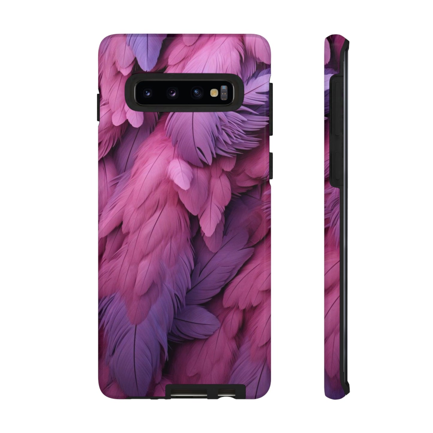 "Rebranding Into A New Badder Bitch" Pink/Purple Feathered Tough Cases