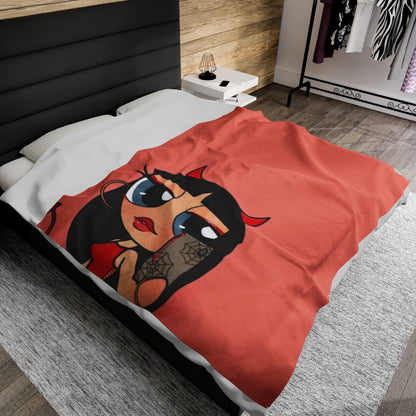 Devilish ImJustAGirl💅🏻🎀🫧~ Velveteen Plush Blanket