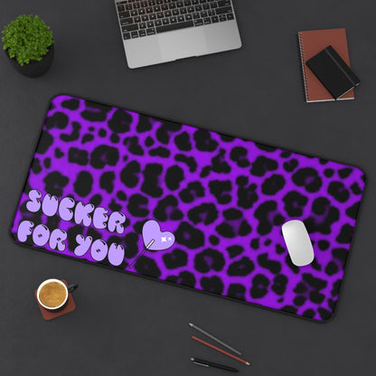 Purple Cheetah Print~Sucker For You Desk Mat