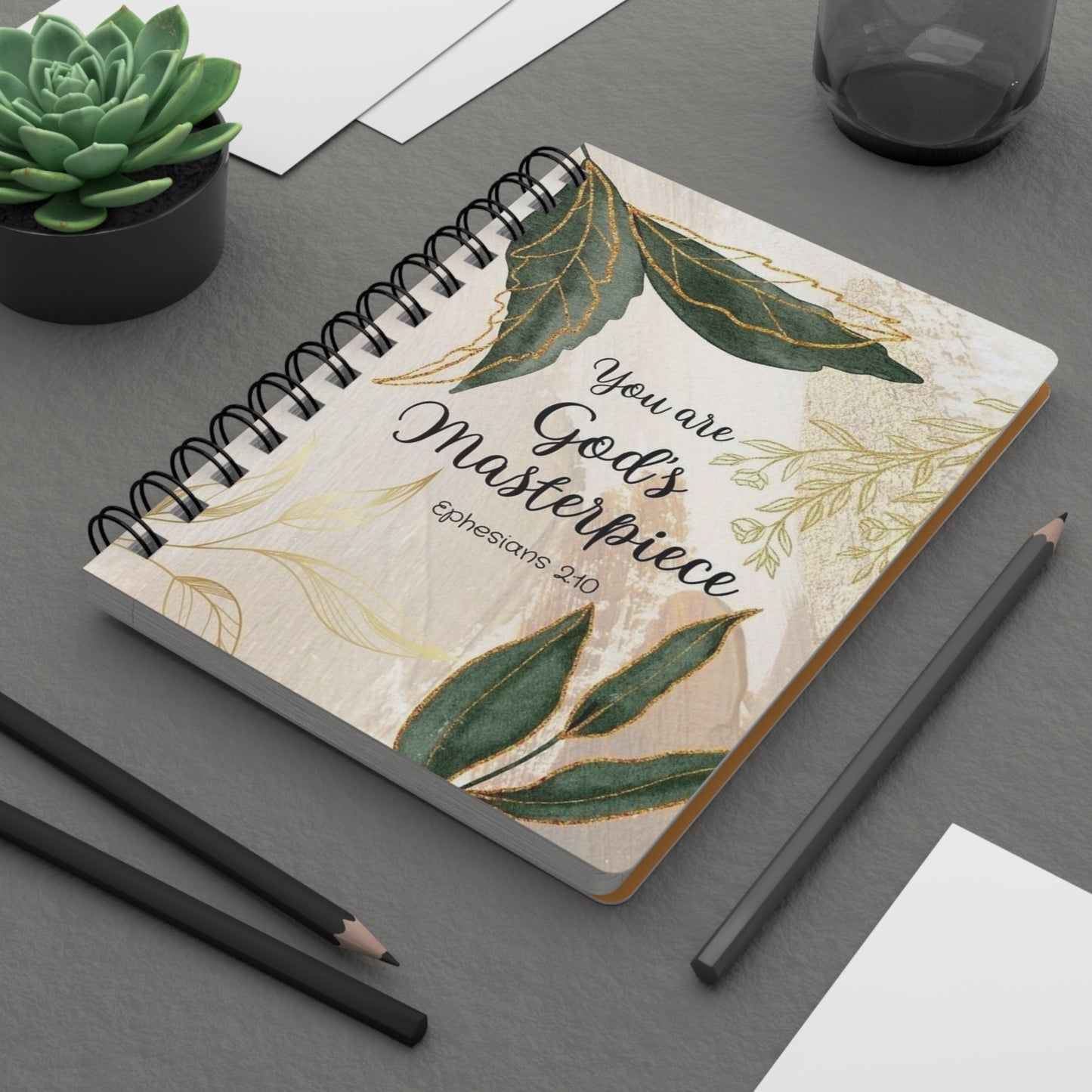 Inspirational Spiral Bound Journal - God's Masterpiece, Self-Care, Gift for Her, Bible Verse, Daily Reflections, Gratitude Journal