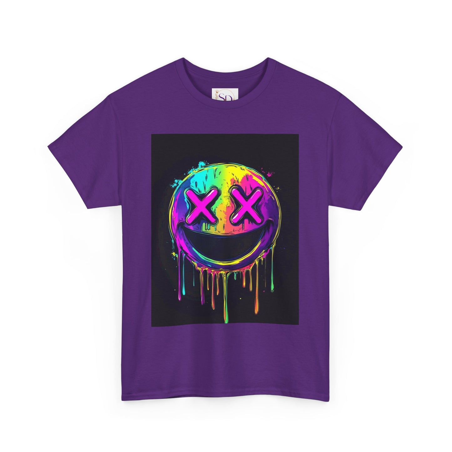 Colorful Graffiti Smiley Face Tee, Casual T-Shirt, Gift for Friends, Streetwear Style, Festival Attire, Fun Graphic Tee