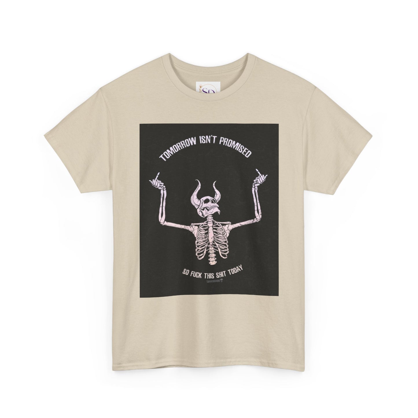 Chilling Vibes Skeleton Tee: "Tomorrow Isn't Promised"