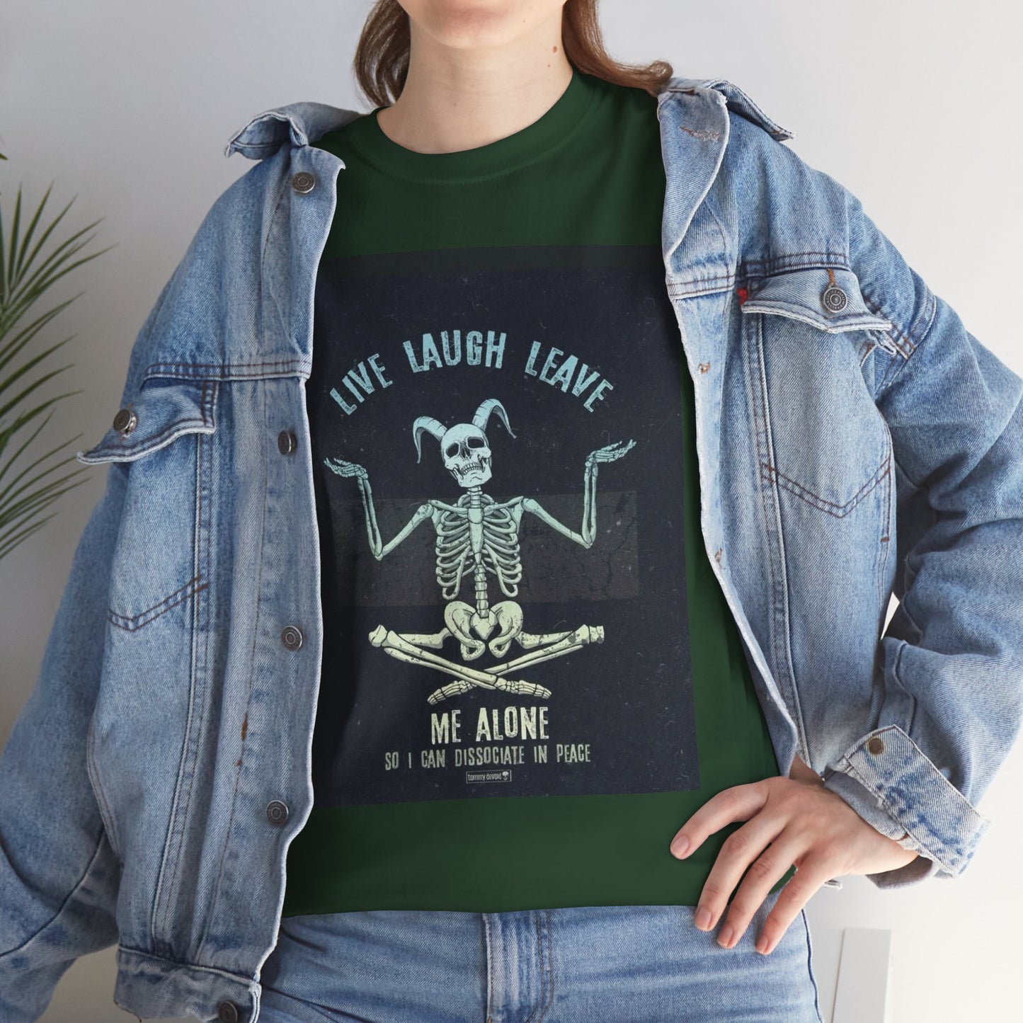 Skeleton Humor Unisex Heavy Cotton Tee - "Live Laugh Leave Me Alone"