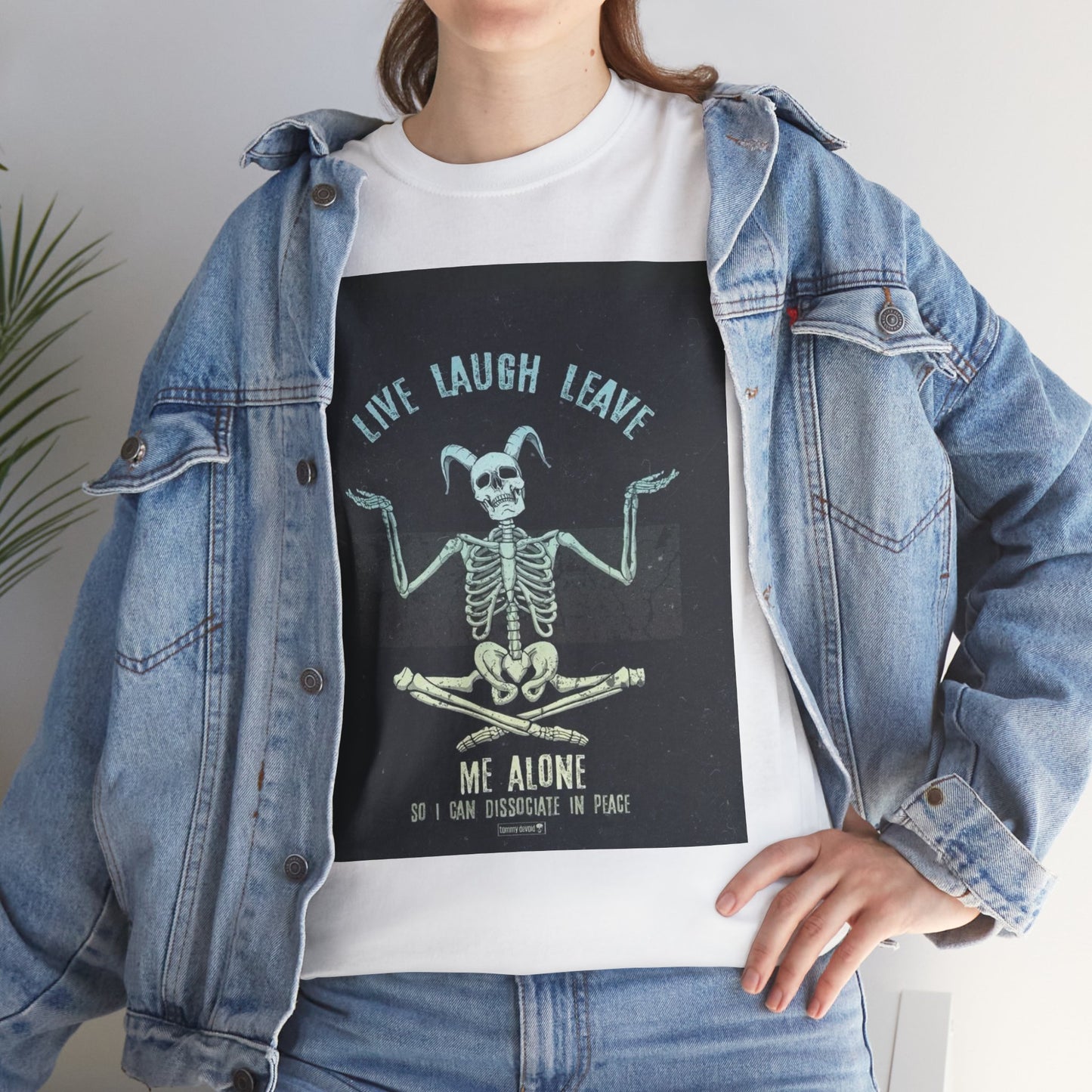Skeleton Humor Unisex Heavy Cotton Tee - "Live Laugh Leave Me Alone"