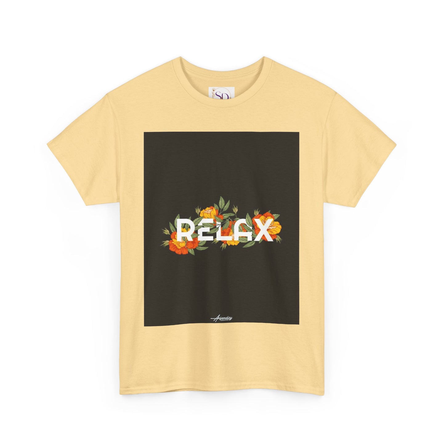 Relax Floral Unisex Heavy Cotton Tee, Casual Wear, Gift for Her, Comfortable T-Shirt, Summer Style, Relaxation Tee, Birthday Gift