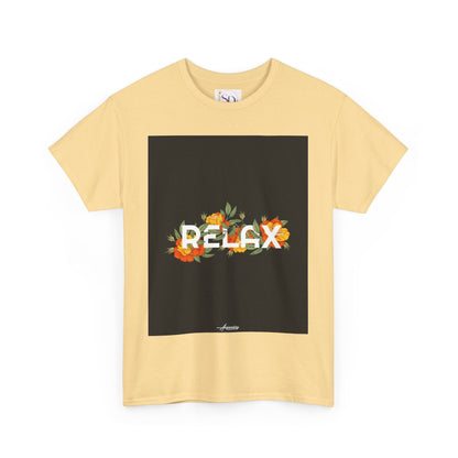 Relax Floral Unisex Heavy Cotton Tee, Casual Wear, Gift for Her, Comfortable T-Shirt, Summer Style, Relaxation Tee, Birthday Gift