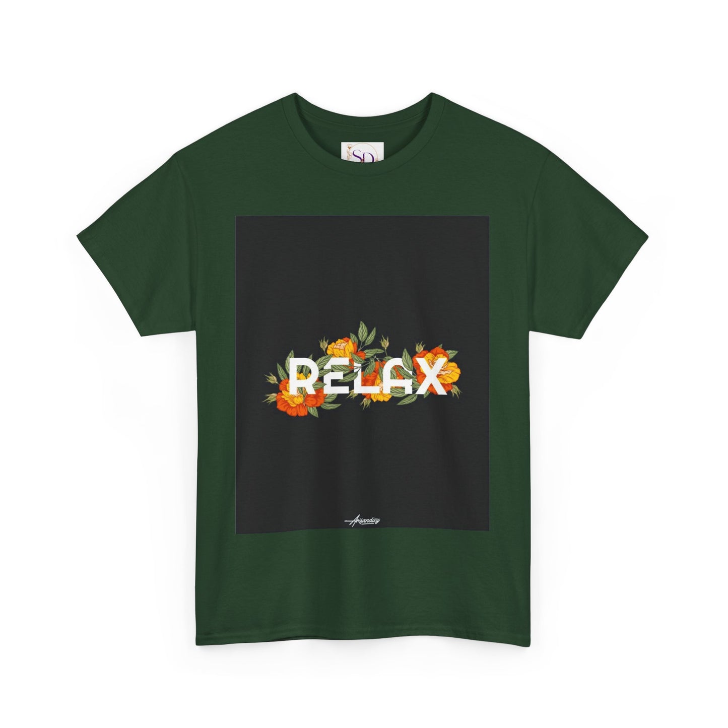 Relax Floral Unisex Heavy Cotton Tee, Casual Wear, Gift for Her, Comfortable T-Shirt, Summer Style, Relaxation Tee, Birthday Gift
