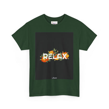 Relax Floral Unisex Heavy Cotton Tee, Casual Wear, Gift for Her, Comfortable T-Shirt, Summer Style, Relaxation Tee, Birthday Gift