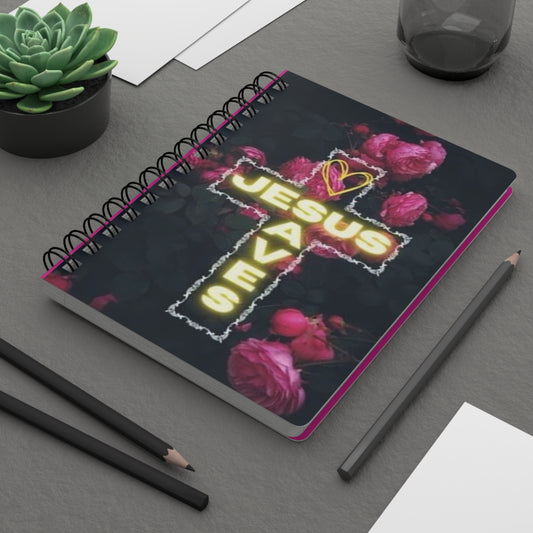 Christian Spiral Bound Journal - 'Jesus Saves' Notebook~Pink