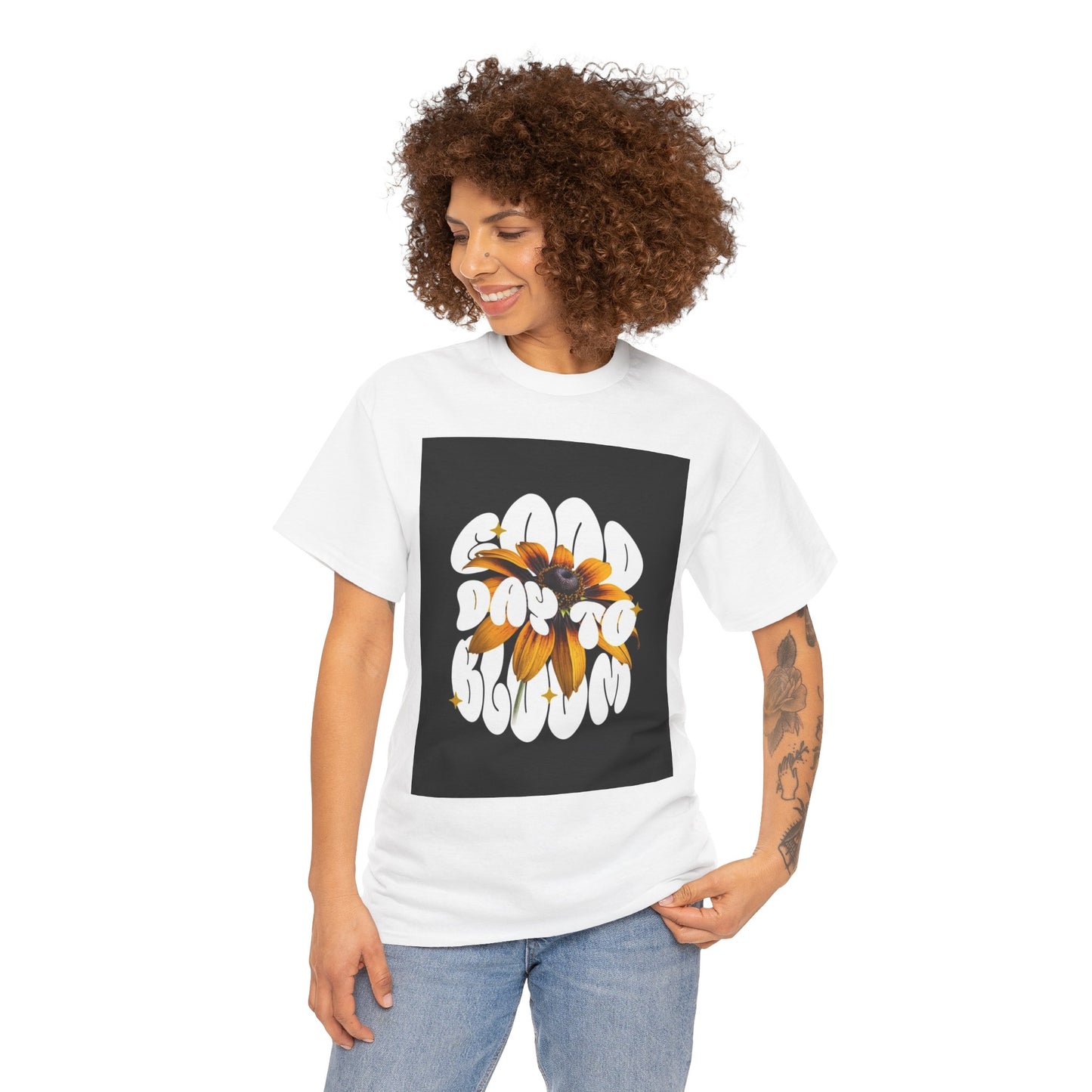 Good Day to Bloom Unisex Heavy Cotton Tee, Floral Graphic Tee, Spring Edition T-Shirt, Casual Gift, Nature Lover Apparel