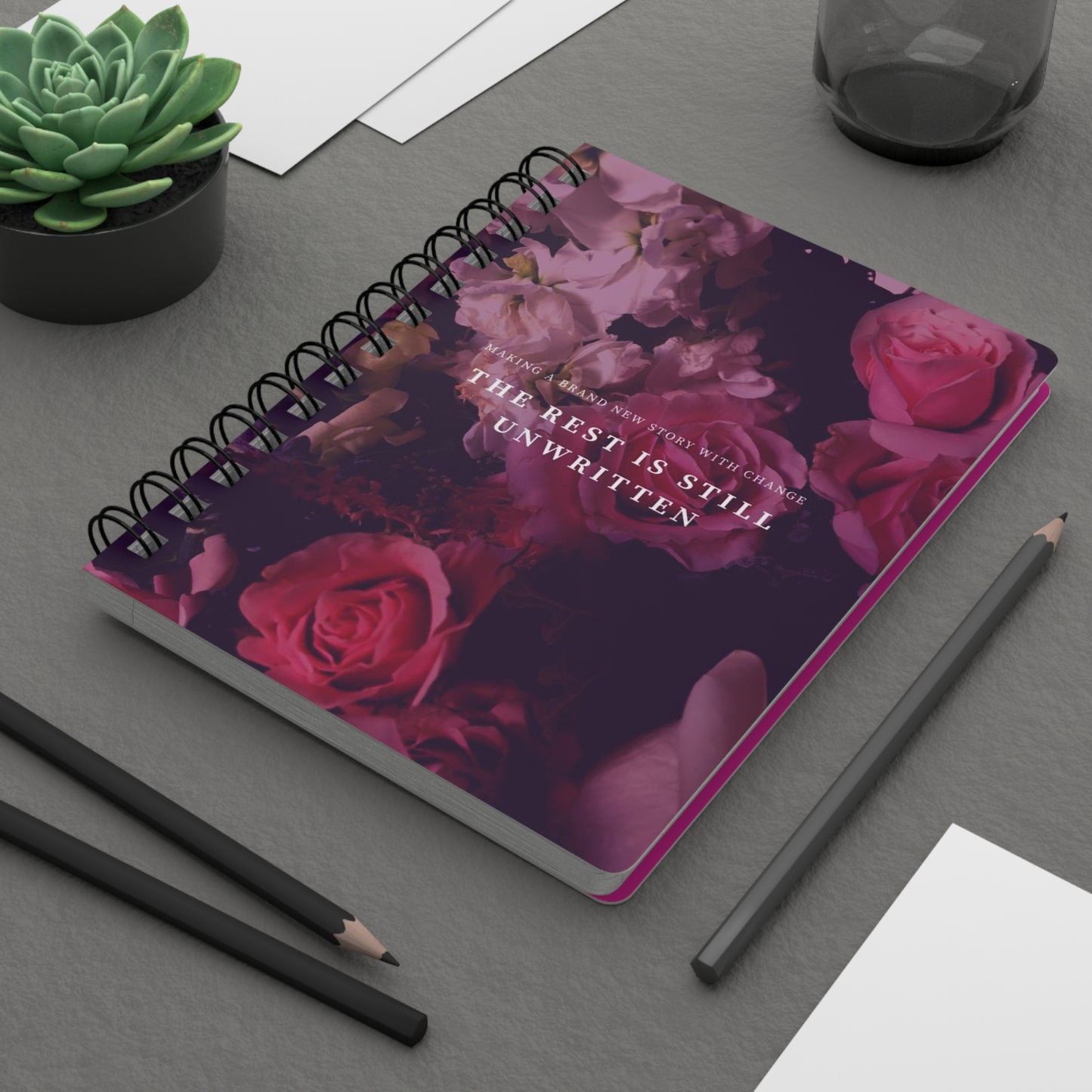 Inspirational Spiral Bound Journal ~ Unwritten Story Notebook, Self-Reflection, Creative Writing, Gift for Writers, Floral Design