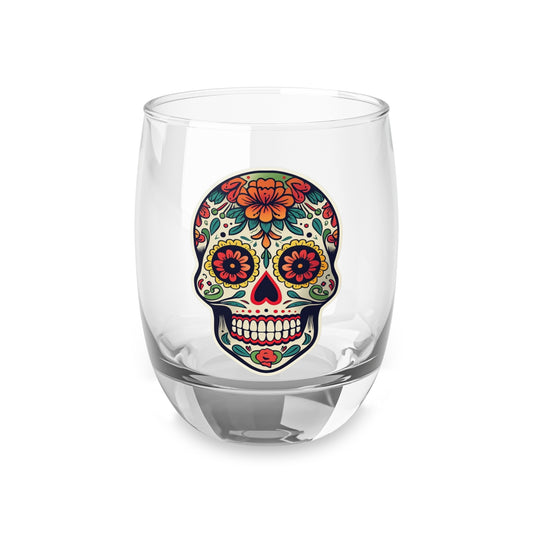Colorful Skull Whiskey Glass - Unique Barware, Perfect Gift for Whiskey Lovers, Birthday, Halloween, Home Decor, Handmade