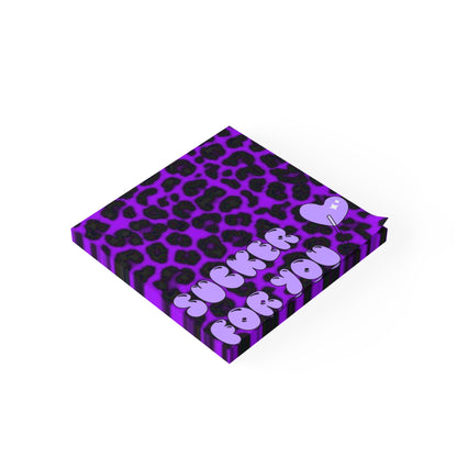 "Sucker For You" violet cheetah print Post-it® Note Pads