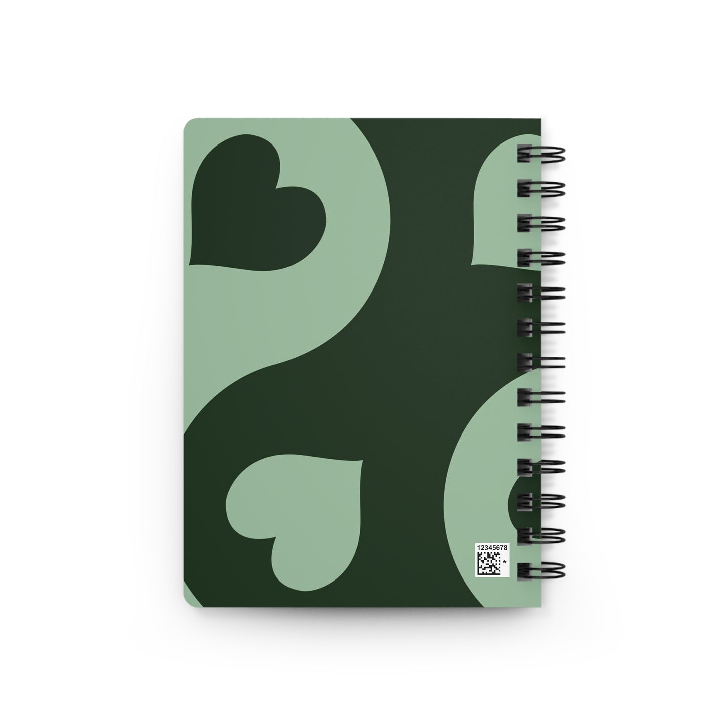 Heart Pattern Spiral Bound Journal, Cute Notebook for Thoughts and Ideas, Gift for Her, Perfect for Journaling, Green Design