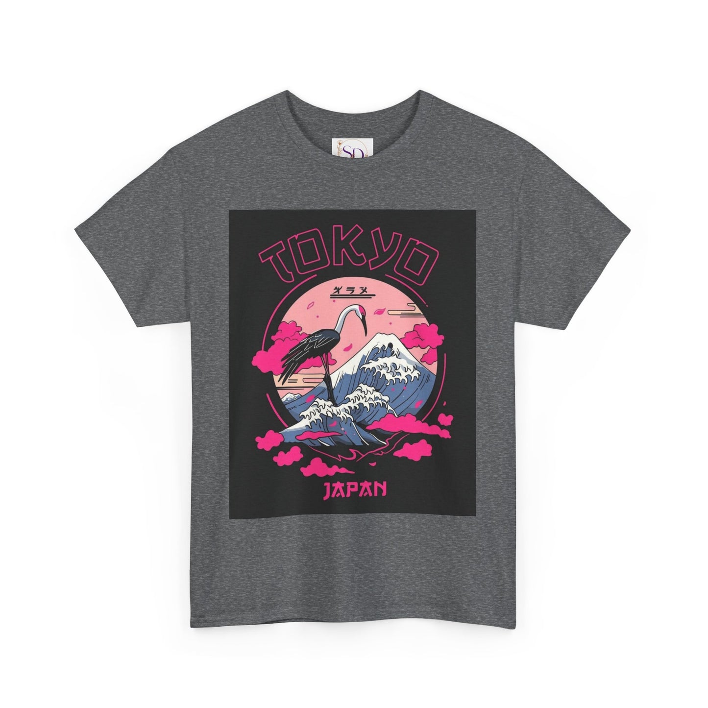Tokyo Vintage Graphic Tee, Unisex Heavy Cotton Shirt, Japan Travel Gift, Streetwear Style, Pink & Black Design