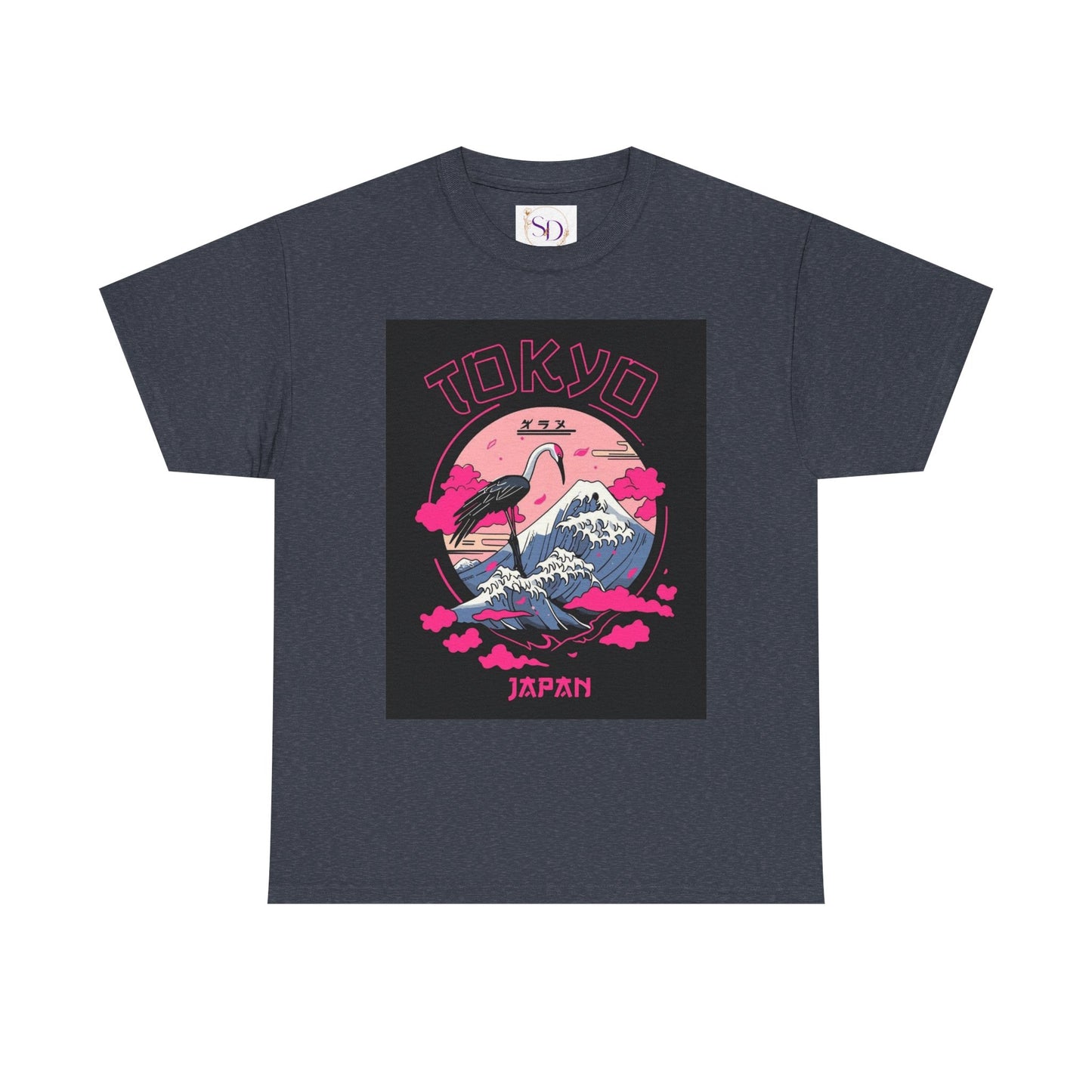 Tokyo Vintage Graphic Tee, Unisex Heavy Cotton Shirt, Japan Travel Gift, Streetwear Style, Pink & Black Design