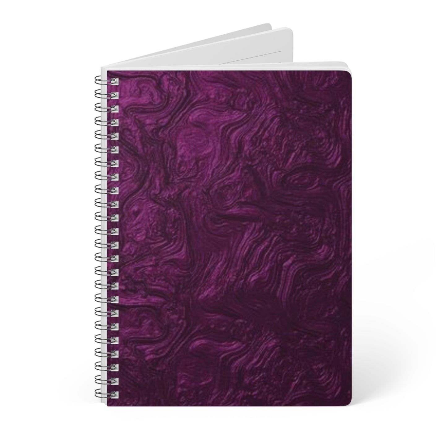 Purple Metallic Notebook, A5 Journal with Softcover, Spiral Bound Diary, Galaxy Design Planner, Unique Stationery Gift