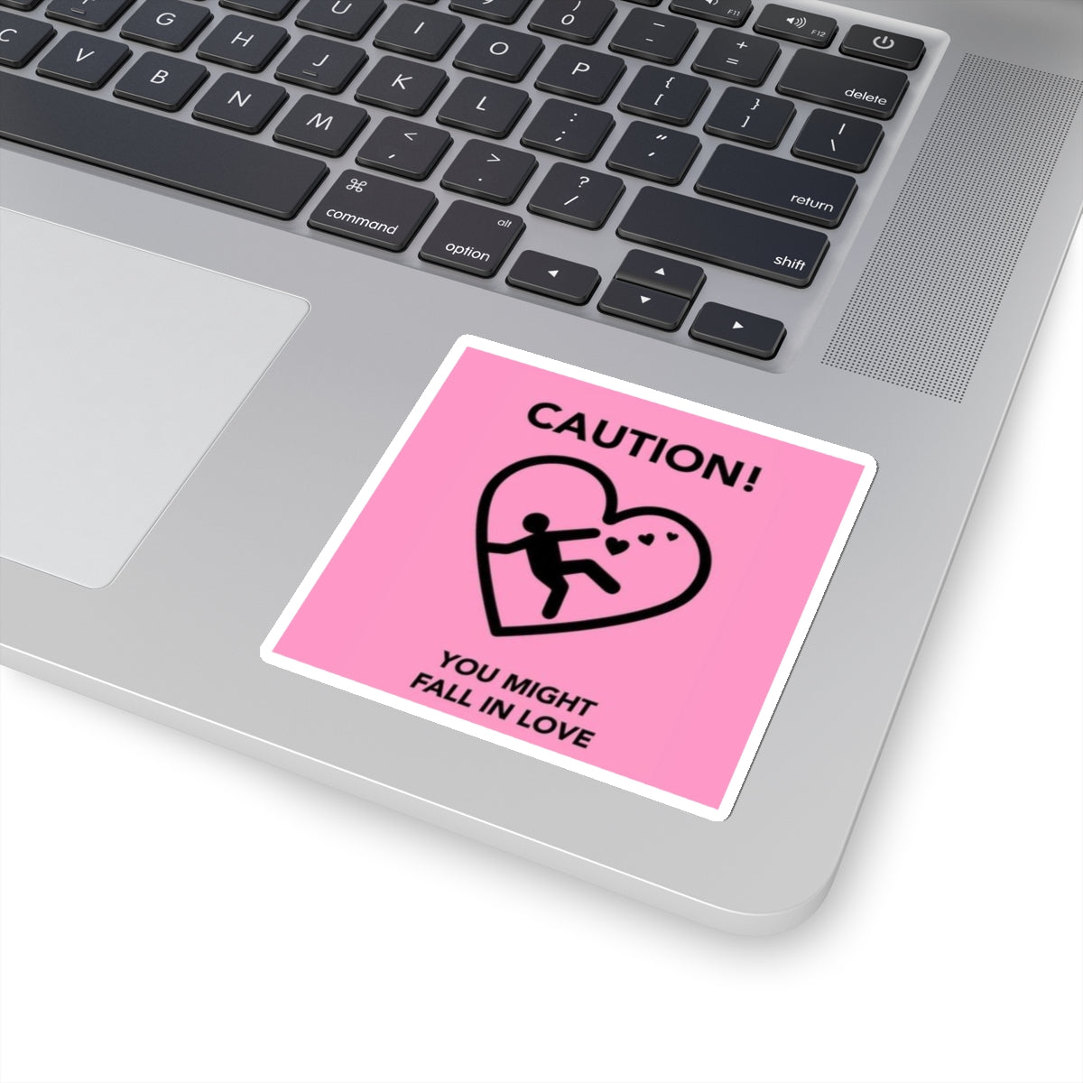 Pink Valentine's Day "Caution You Might Fall In Love" Kiss-Cut Stickers