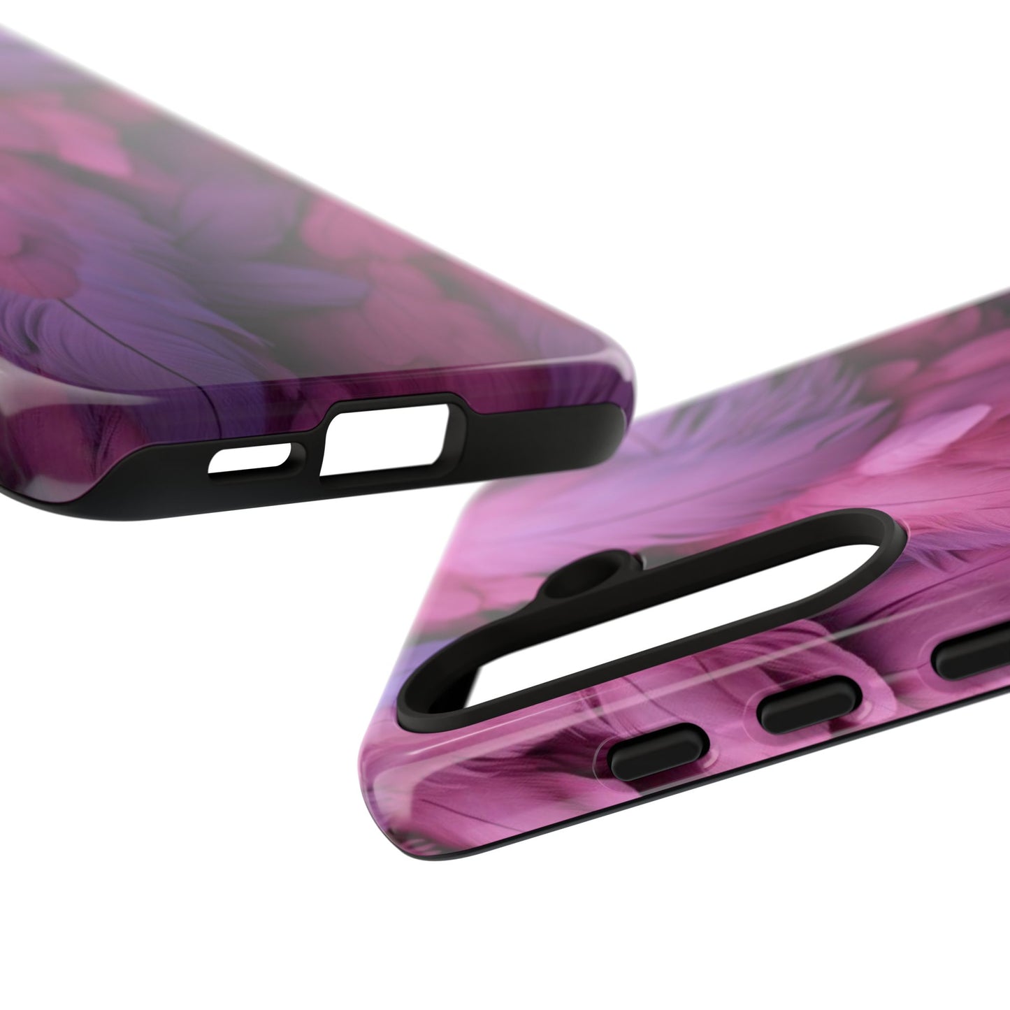 "Rebranding Into A New Badder Bitch" Pink/Purple Feathered Tough Cases