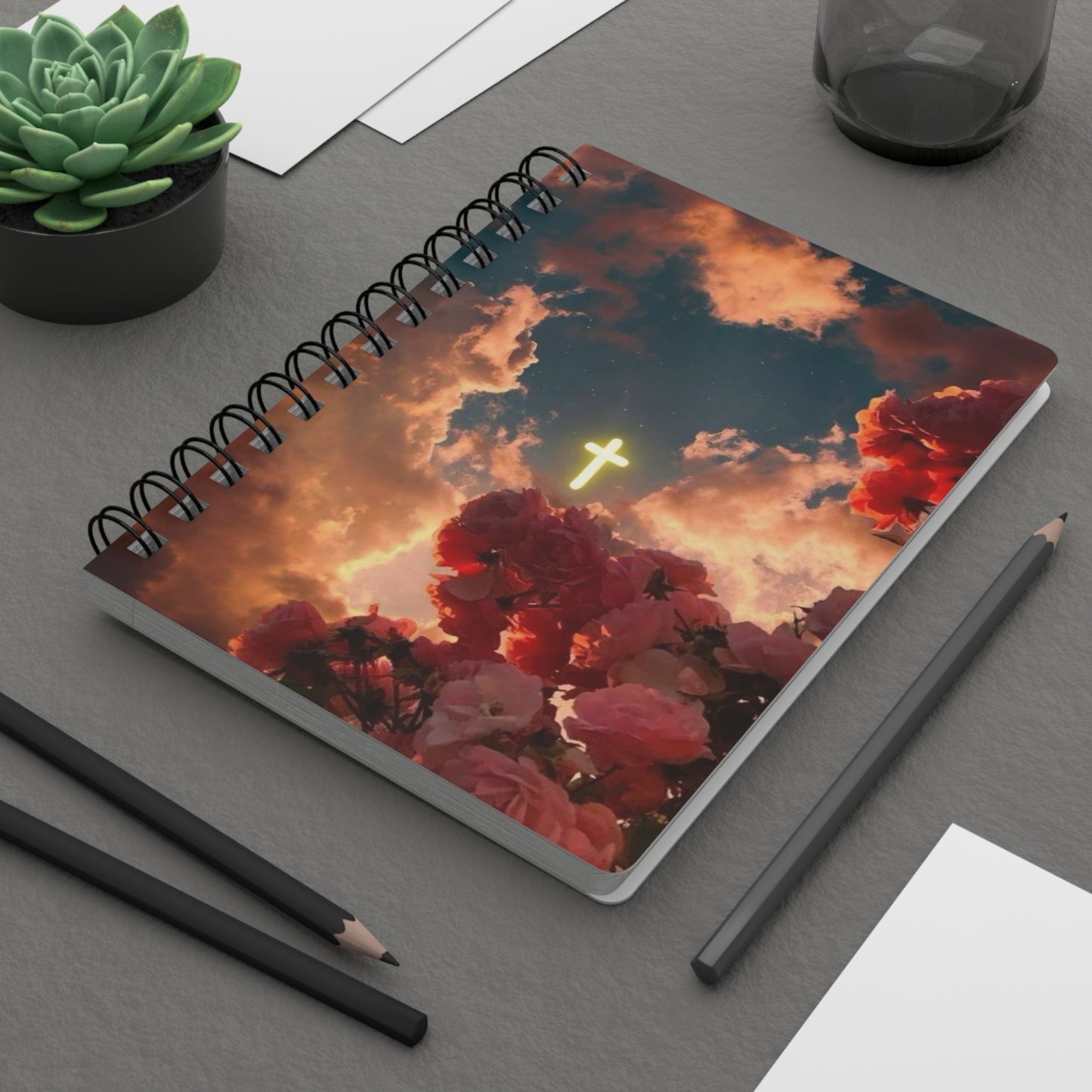 Heavenly Floral Spiral Bound Journal - Inspirational Note Taking, Christian Gifts, Prayer Journal, Floral Decor, Dream Journal