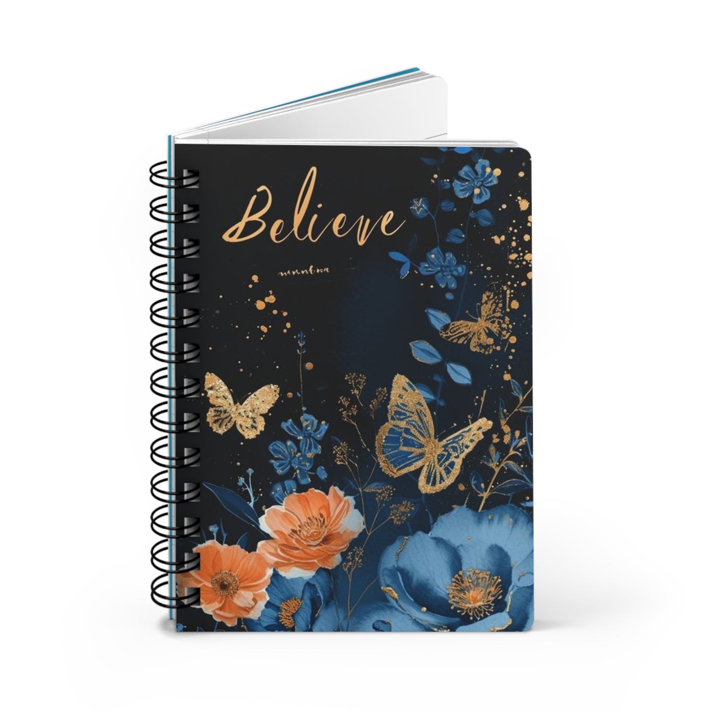 Floral Spiral Bound Journal - "Believe" Design, Inspirational Notebook, Gift for Writers, Journaling, Self-Care, School Supplies