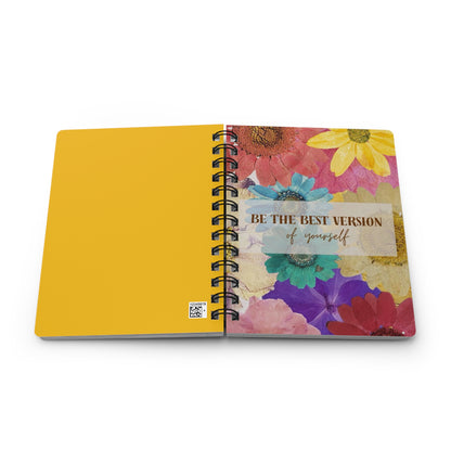 Floral Inspirational Spiral Bound Journal, Motivational Notebook for Self-Improvement, Perfect Gift for Students, Journaling, and