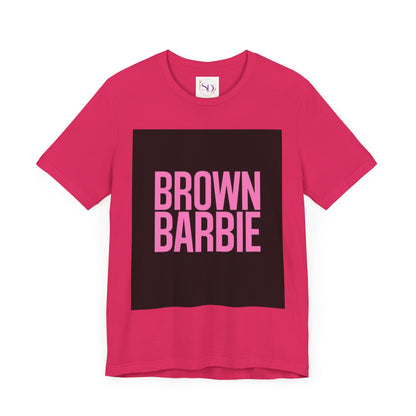 Trendy Unisex Tee - Brown Barbie Graphic T-Shirt for Fashion Lovers, Casual Wear, Gifts for Friends, Birthday, Summer Fun