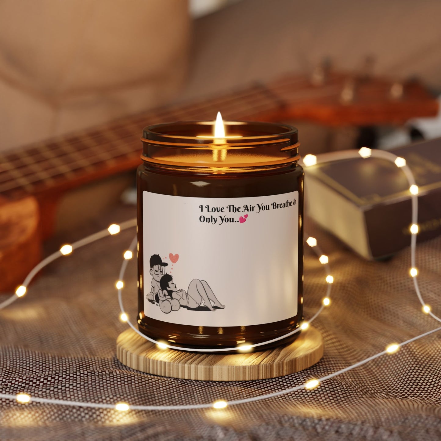 "I Love The Air You Breathe & Only You.."~ Scented Soy Candle (Multi-Size, Amber Jar)