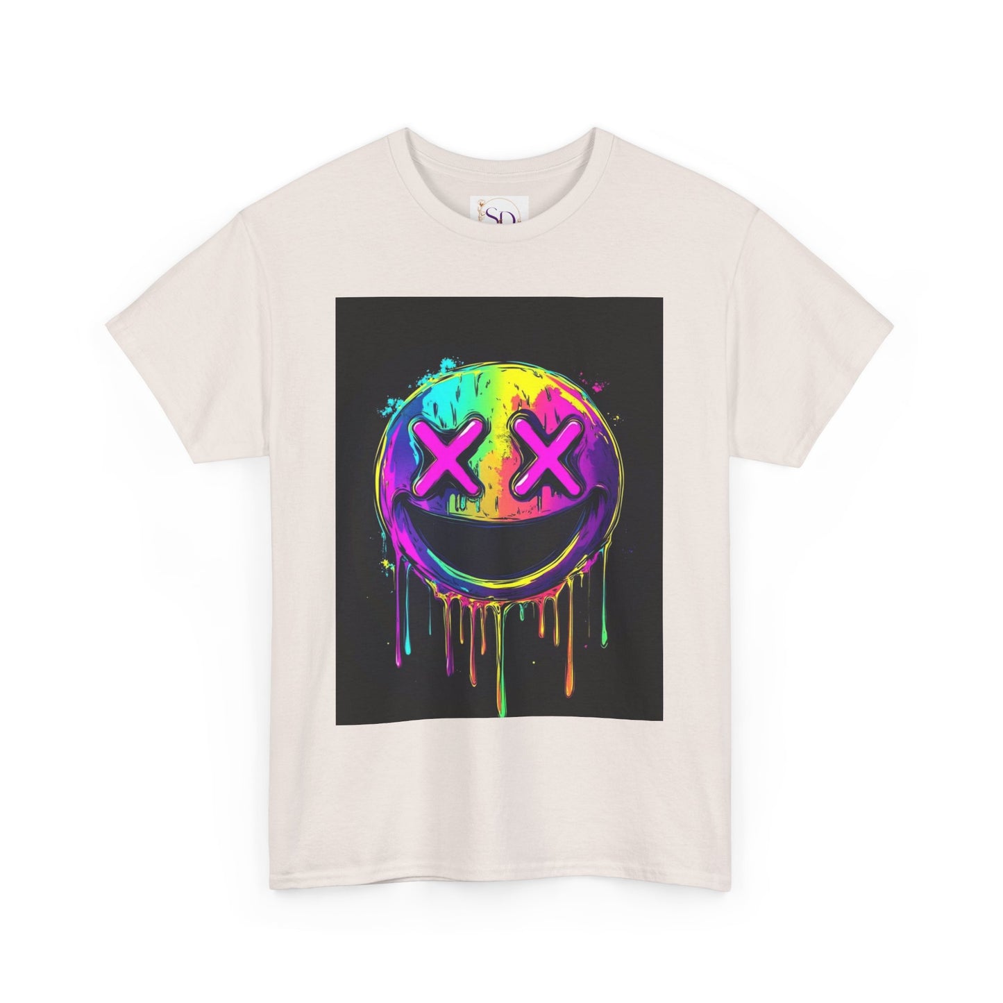 Colorful Graffiti Smiley Face Tee, Casual T-Shirt, Gift for Friends, Streetwear Style, Festival Attire, Fun Graphic Tee