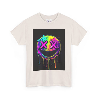 Colorful Graffiti Smiley Face Tee, Casual T-Shirt, Gift for Friends, Streetwear Style, Festival Attire, Fun Graphic Tee