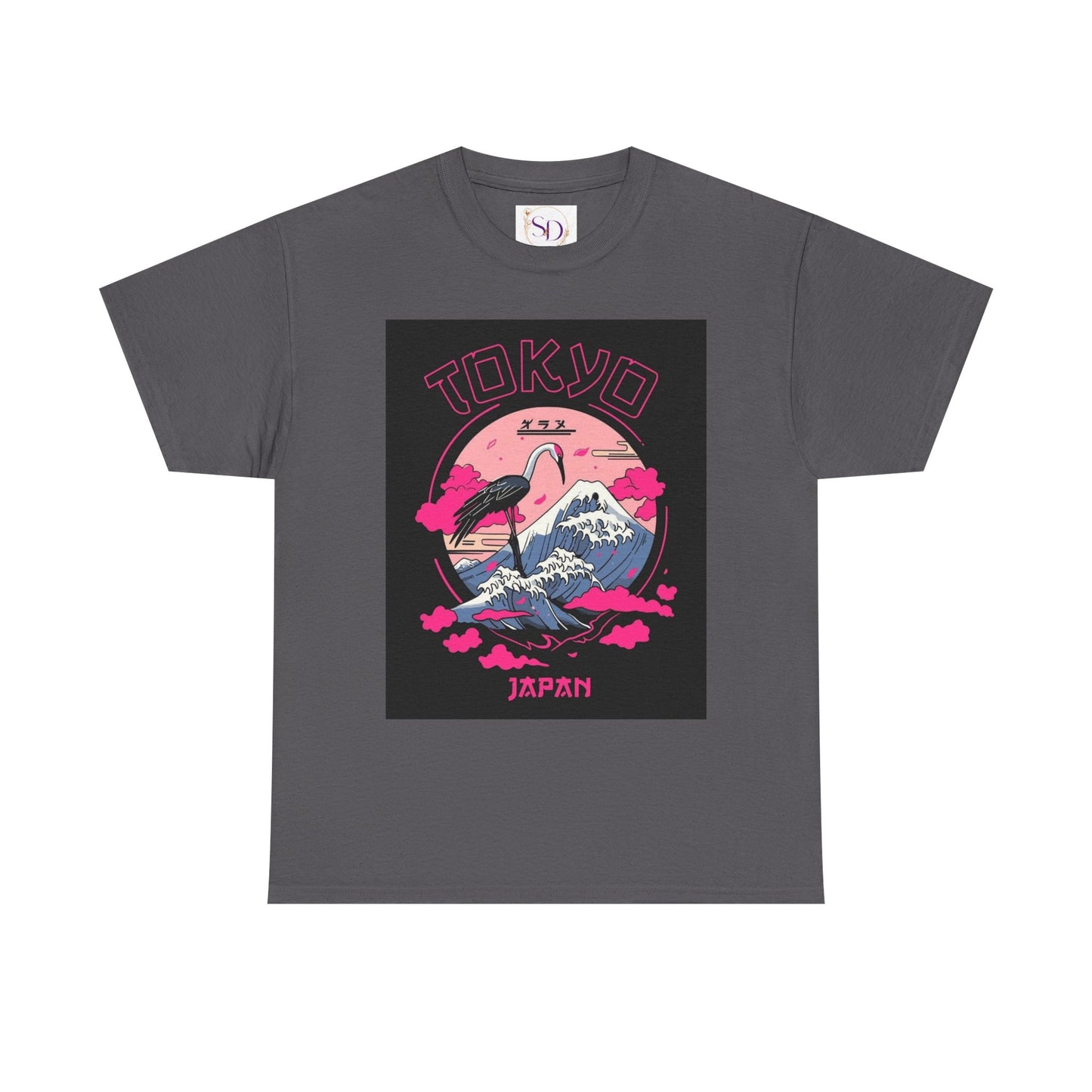 Tokyo Vintage Graphic Tee, Unisex Heavy Cotton Shirt, Japan Travel Gift, Streetwear Style, Pink & Black Design