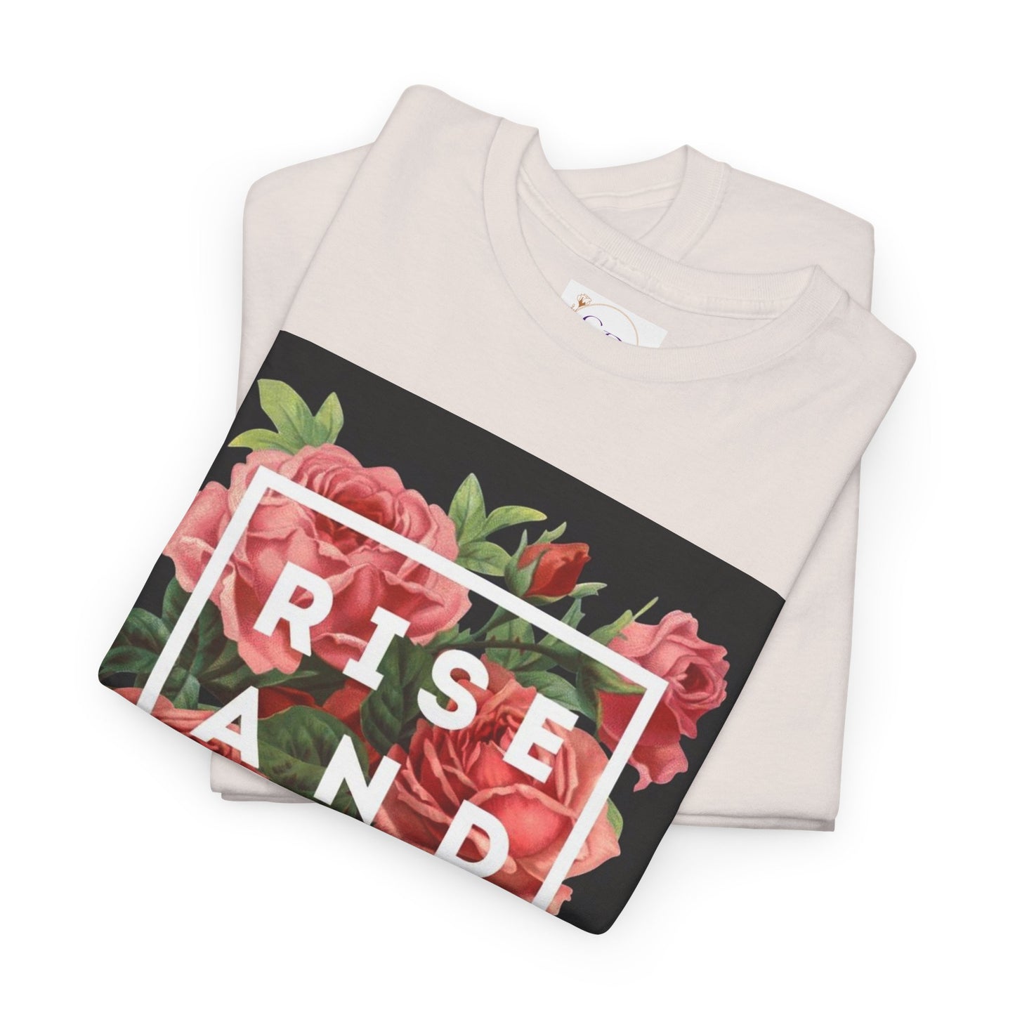 Rise and Shine Floral Unisex Heavy Cotton Tee, Motivational T-Shirt, Gift for Her, Inspirational Apparel, Summer Style, Casual Wear