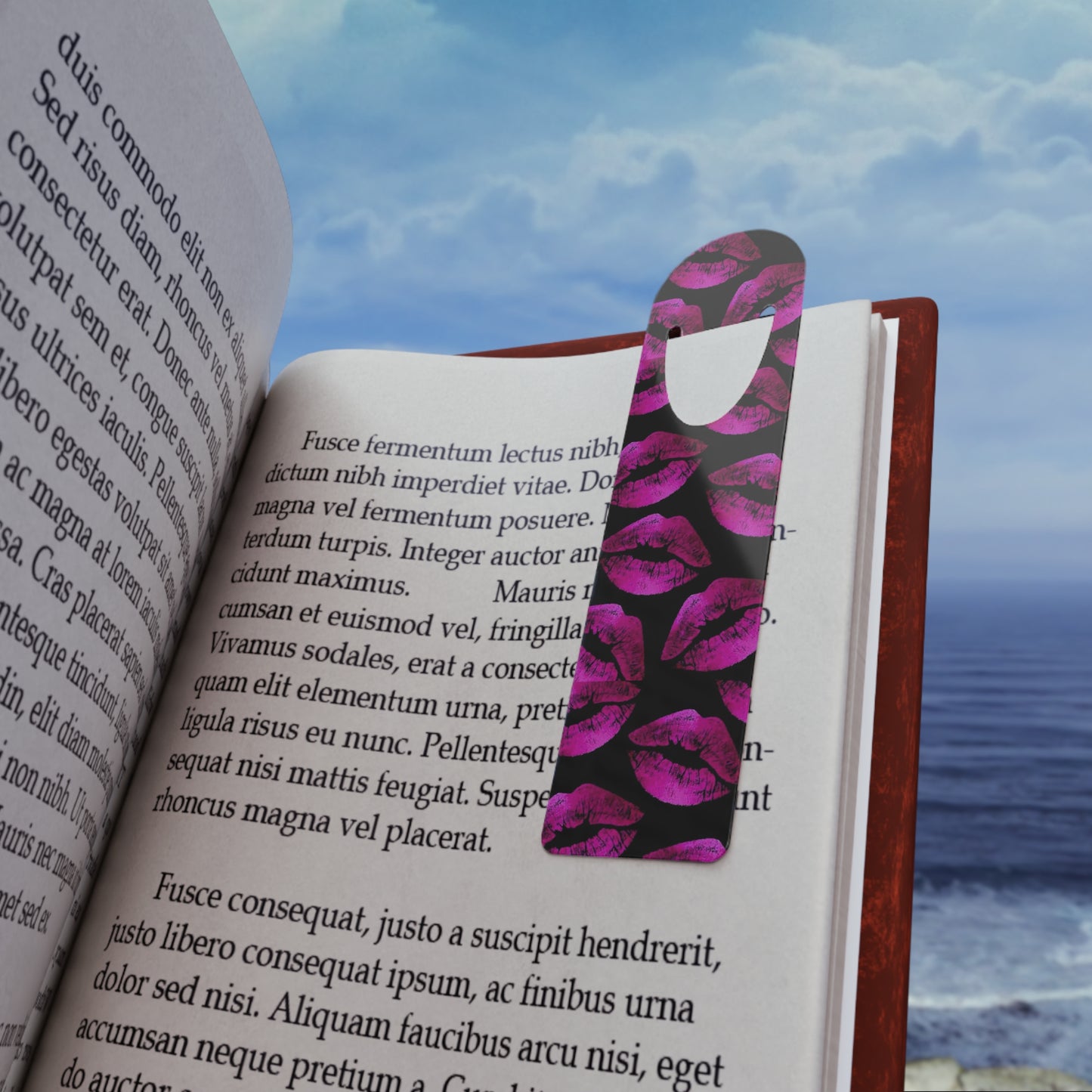 Kiss Print Stainless Steel Bookmark, Stylish Reader Gift, Journaling Accessory, Book Lover Gift, Library Decor