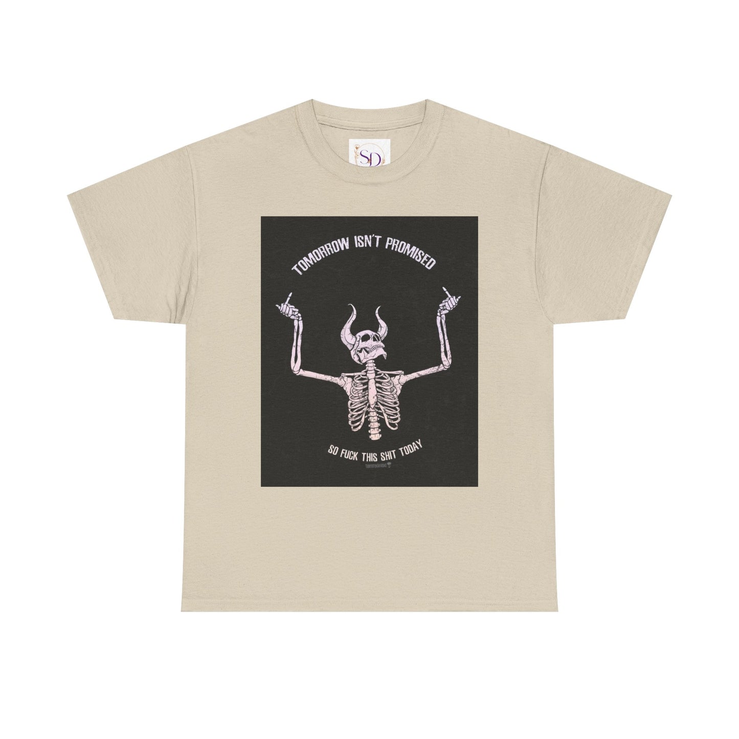 Chilling Vibes Skeleton Tee: "Tomorrow Isn't Promised"