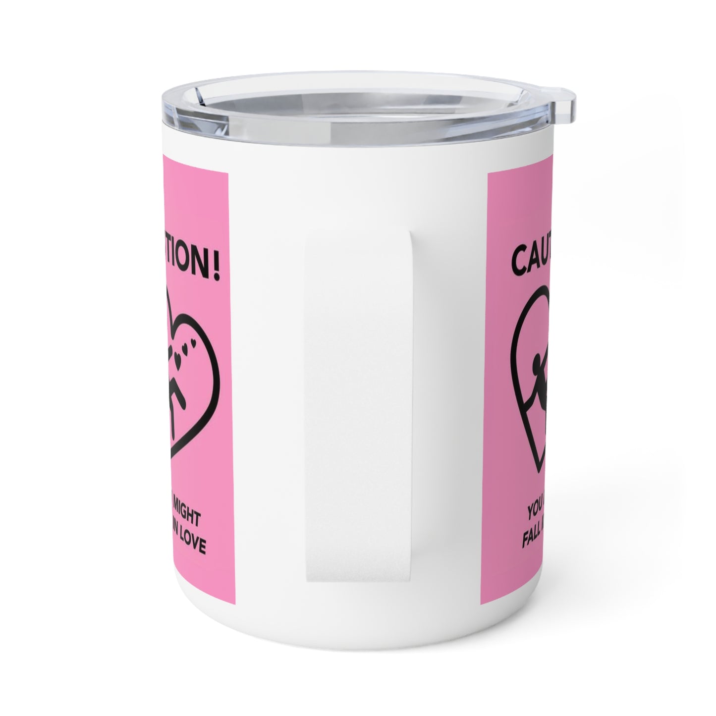 Pink Valentine's Day "Caution You Might Fall In Love" Insulated Mug