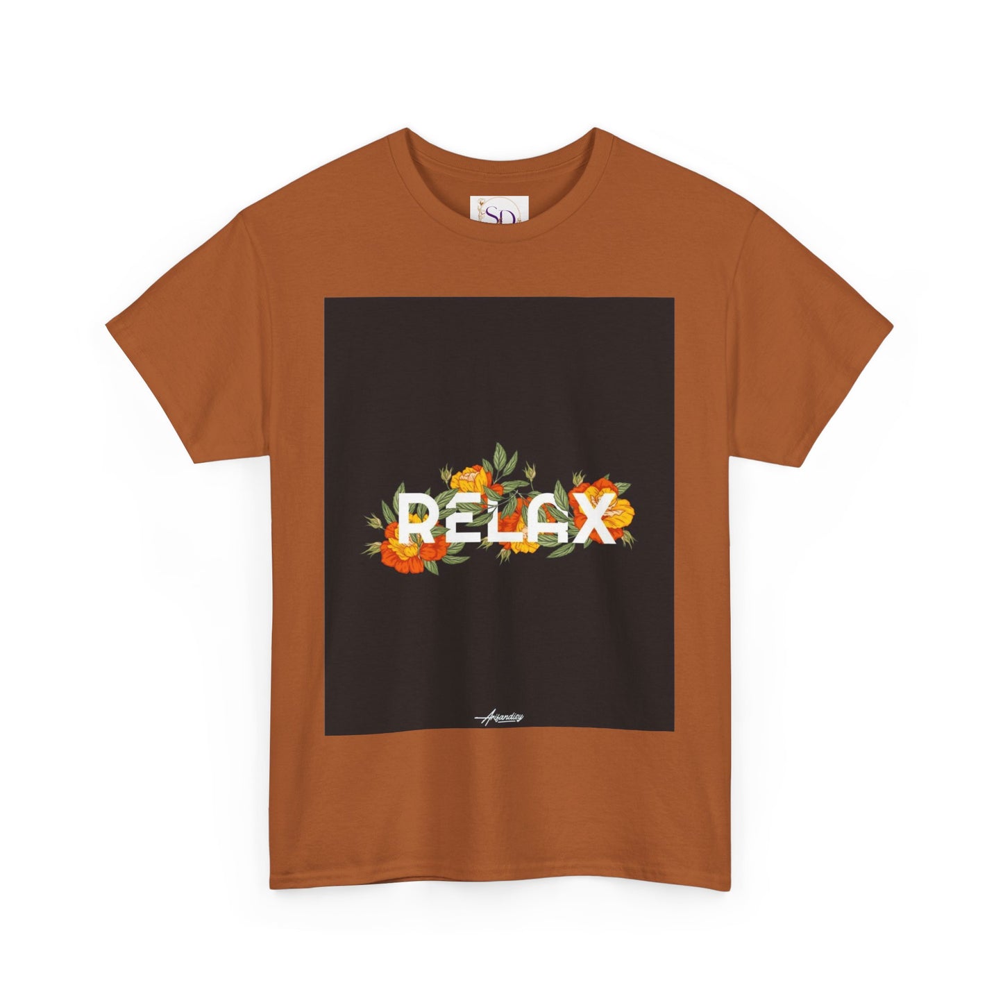 Relax Floral Unisex Heavy Cotton Tee, Casual Wear, Gift for Her, Comfortable T-Shirt, Summer Style, Relaxation Tee, Birthday Gift
