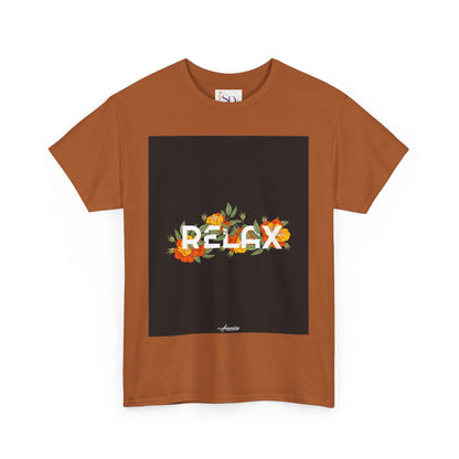 Relax Floral Unisex Heavy Cotton Tee, Casual Wear, Gift for Her, Comfortable T-Shirt, Summer Style, Relaxation Tee, Birthday Gift