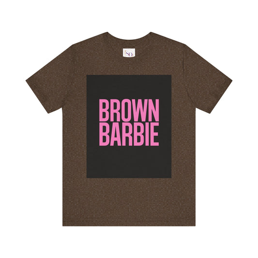 Trendy Unisex Tee - Brown Barbie Graphic T-Shirt for Fashion Lovers, Casual Wear, Gifts for Friends, Birthday, Summer Fun