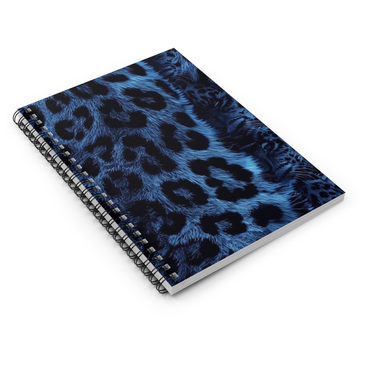 Blue Leopard Print Spiral Notebook - Ruled Line, Journal, Notepad, School Supplies, Office Stationery, Gift for Students