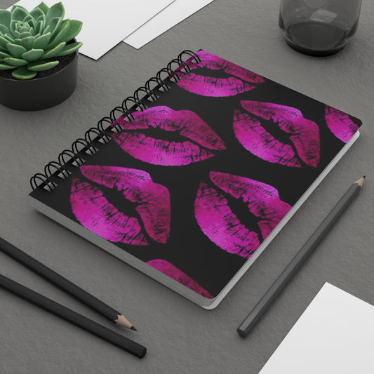 Kiss Mark Spiral Bound Journal - Perfect for Journaling, Memoir Writing, Gifts for Her, Self-Care, Birthday, Valentine's Day, Party