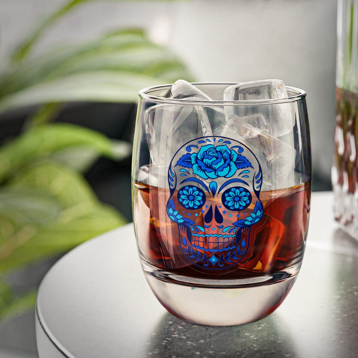 Unique Skull Design Whiskey Glass, Decorative Drinkware, Gift for Him, Barware, Home Decor, Día de los Muertos