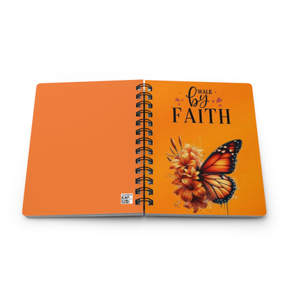 Spiral Bound Journal - "Walk by Faith" Motivational Notebook, Inspirational Gift, Prayer Journal, Christian Devotional, Butterfly Design