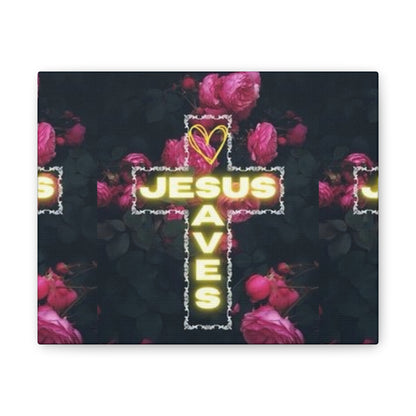 Religious Wall Art, Christian Home Decor, Jesus Saves Canvas, 0.75 inch stretched, Inspirational Gift, Religious Wall Decor, Christian Wall