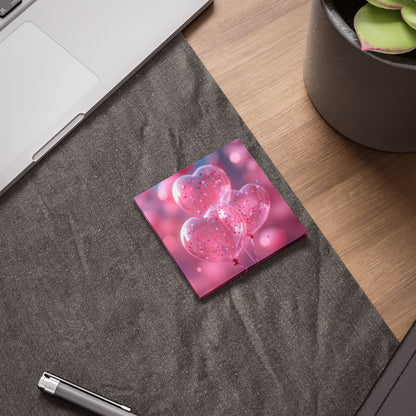 Post-it® Note Pads, pink heart shape design, Sticky Notes, Stationery, Office Supplies, Cute Desk Accessories, Reminder Cards