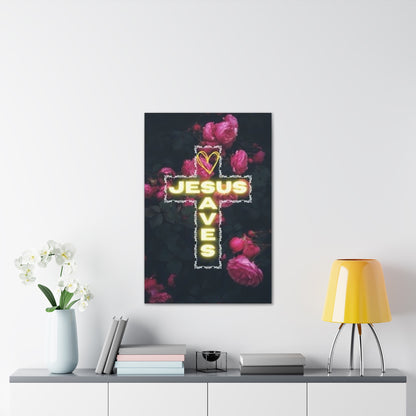 Religious Wall Art, Christian Home Decor, Jesus Saves Canvas, 0.75 inch stretched, Inspirational Gift, Religious Wall Decor, Christian Wall