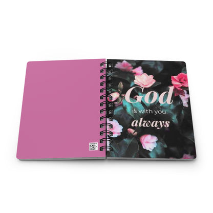 Floral Spiral Bound Journal - Inspirational Gift for Writers, Travelers, Students, God is with you always, Faith Journal, Prayer Notebook,